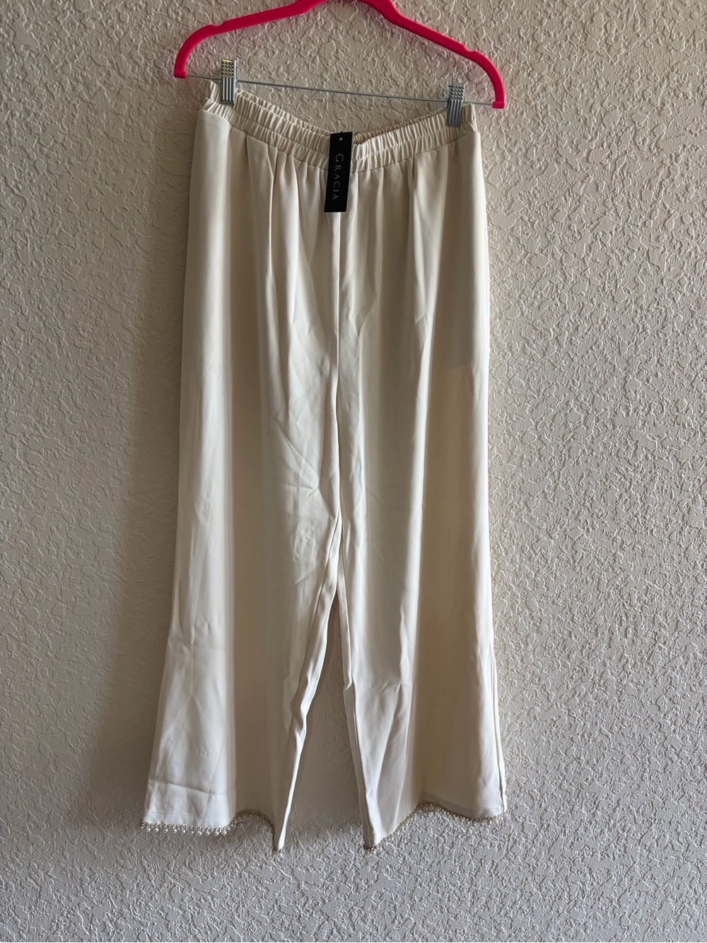 Gracia Cream Elastic Waist Palazzo Pants and Free People tie waist top BUNDLE